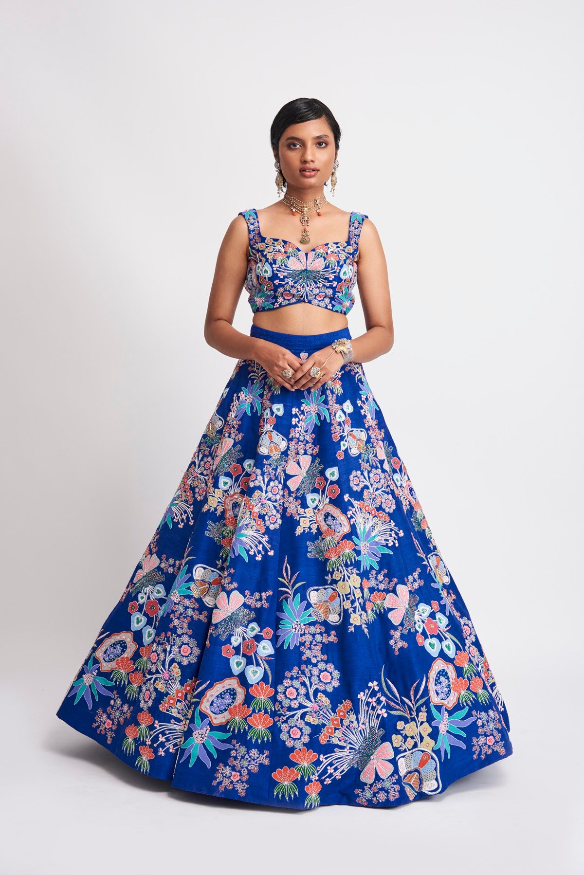 Zahra - Cobalt Blue Raw Silk Lehenga Set