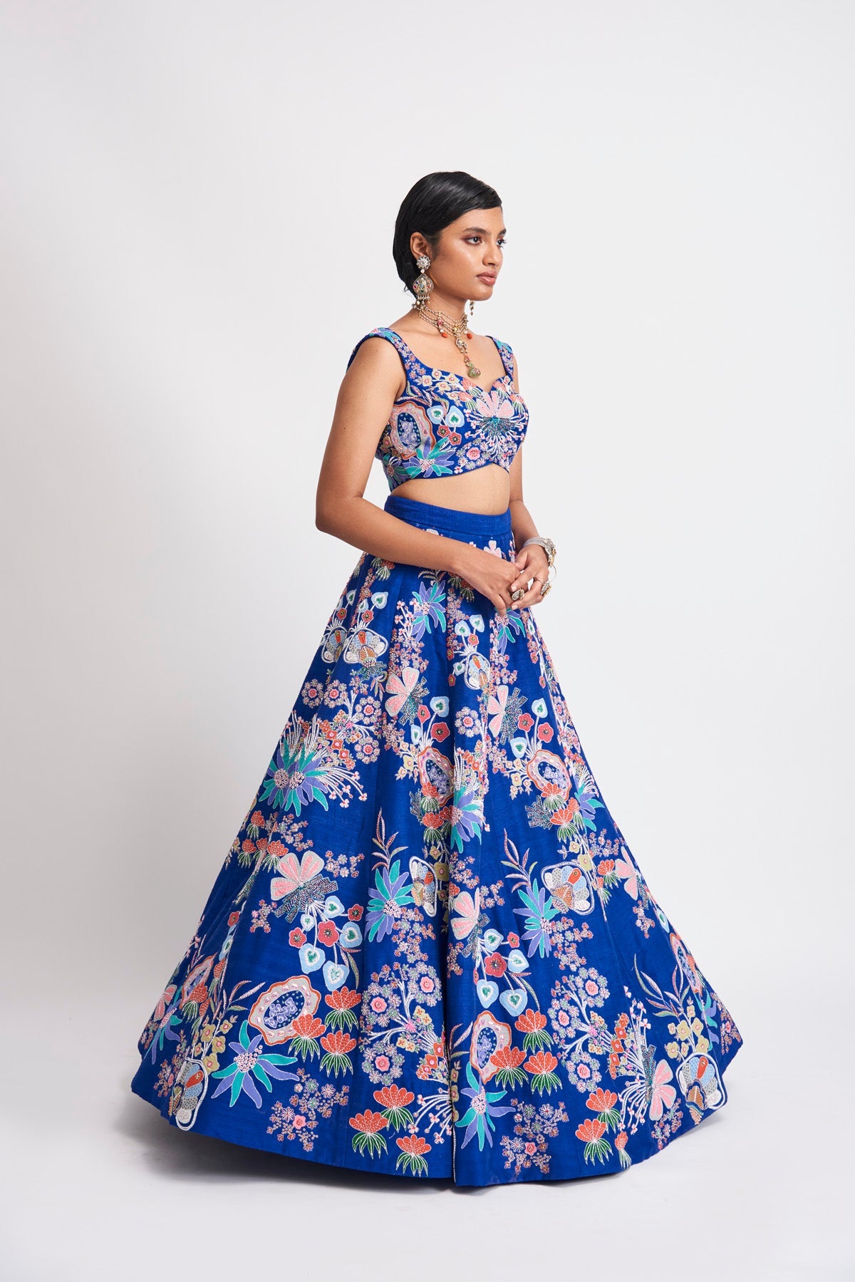 Zahra - Cobalt Blue Raw Silk Lehenga Set