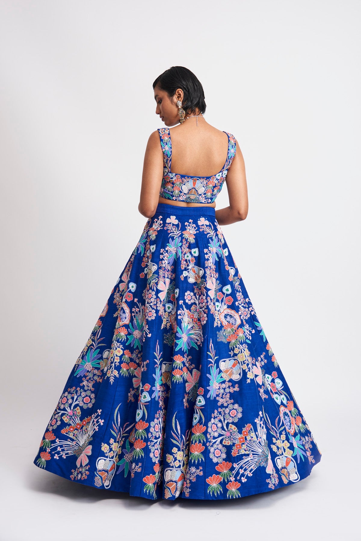 Zahra - Cobalt Blue Raw Silk Lehenga Set