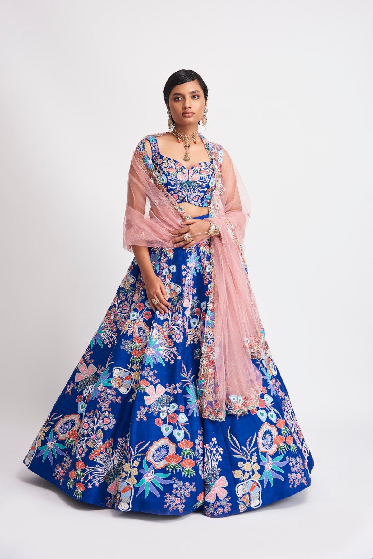 Zahra - Cobalt Blue Raw Silk Lehenga Set