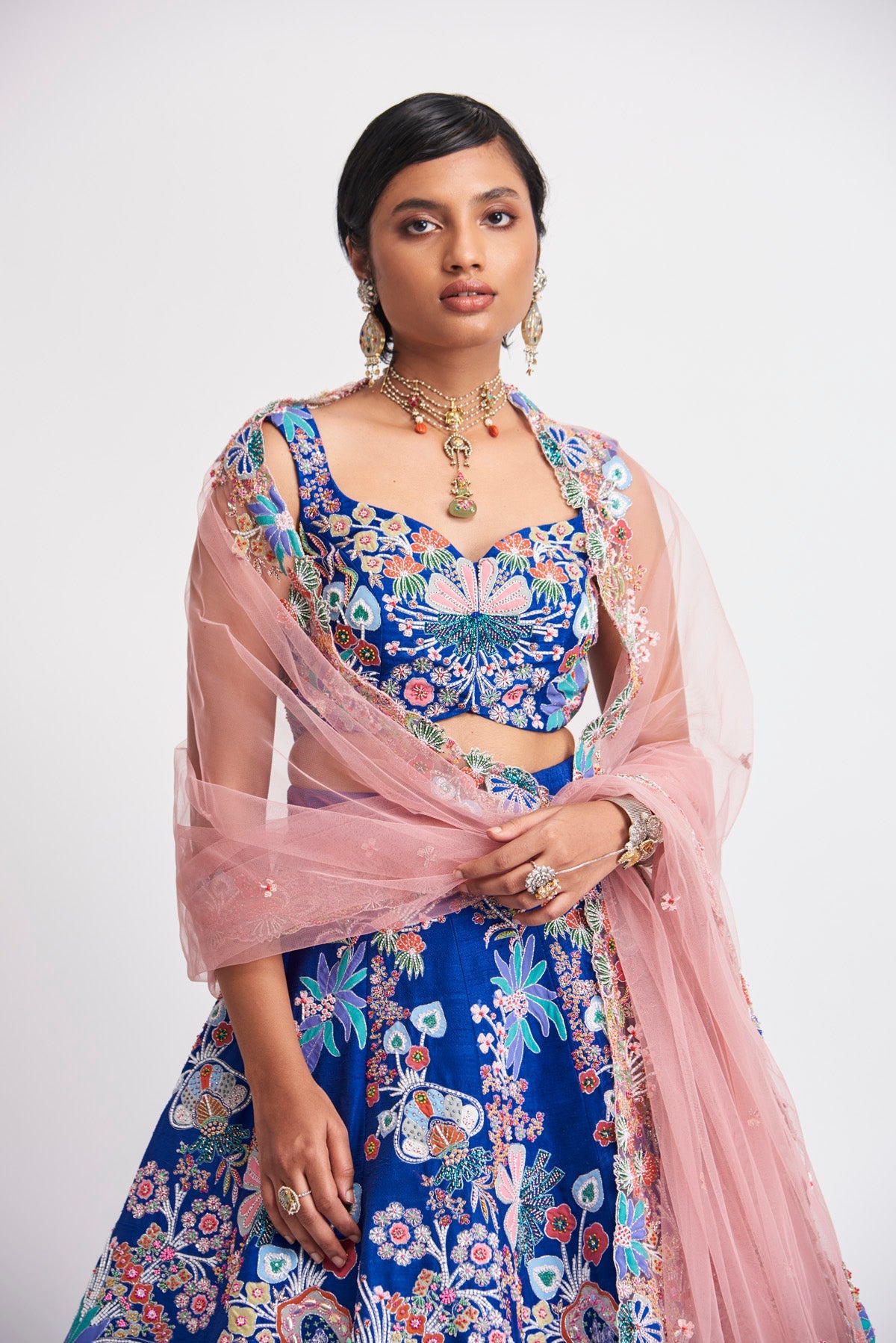 Zahra - Cobalt Blue Raw Silk Lehenga Set