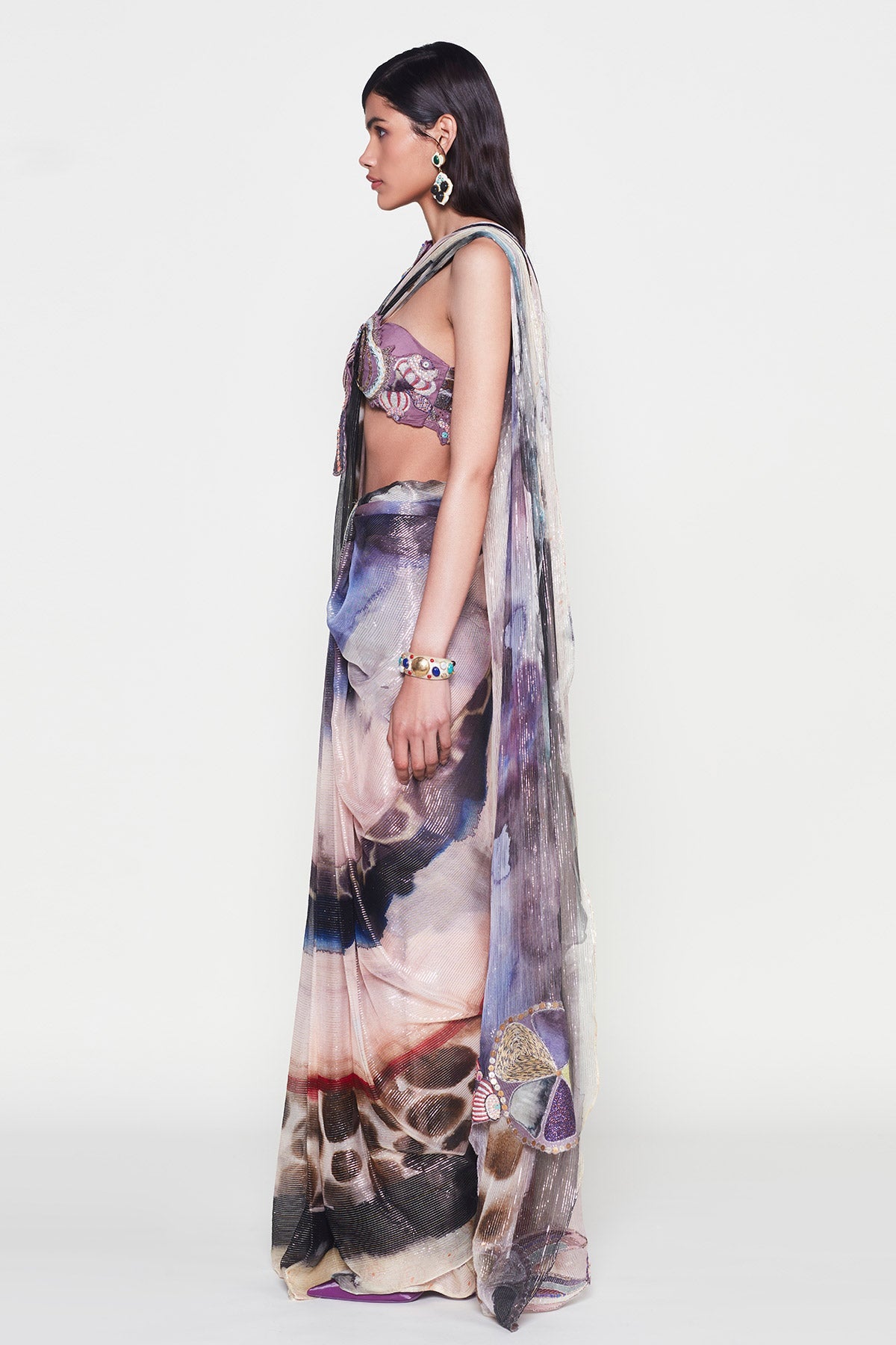 Phila - Misty Purple  Lurex Saree Set