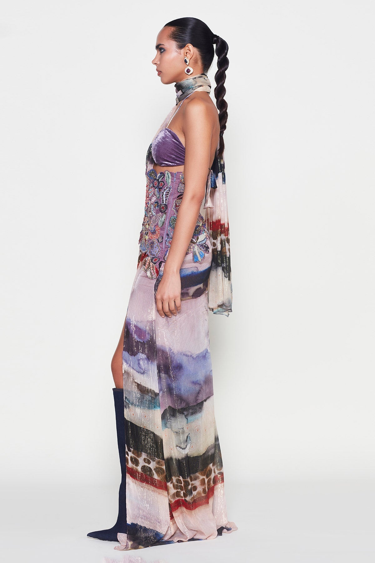 Nola - Misty Purple  Lurex Saree Set