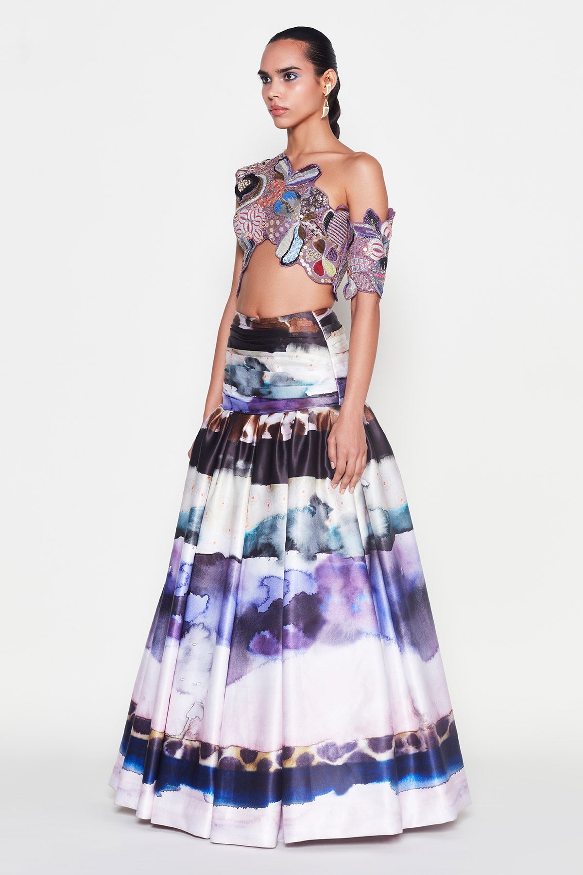 Biora -  Misty Purple Plywhite Out Lehenga Set