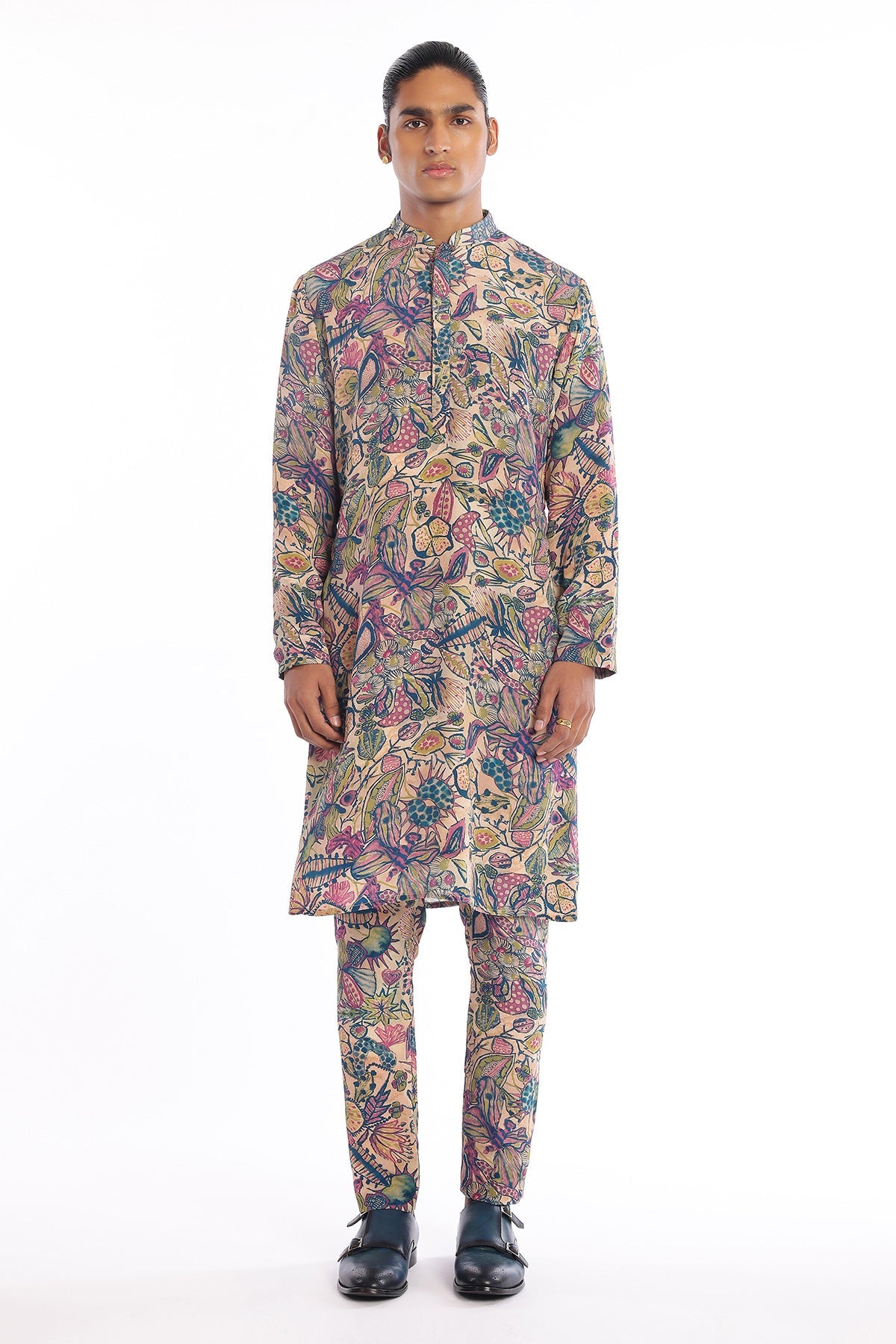 Meadows - Multicolour Mulberry Crepe Kurta Set