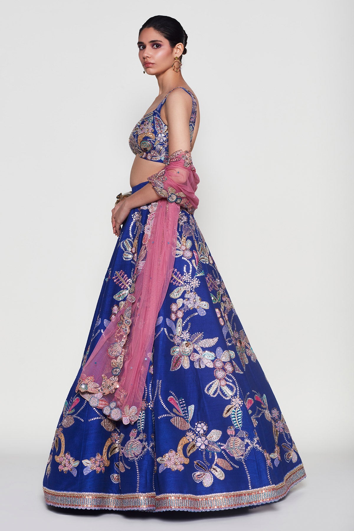 Bleue - Electric Blue Raw Silk Lehenga Set
