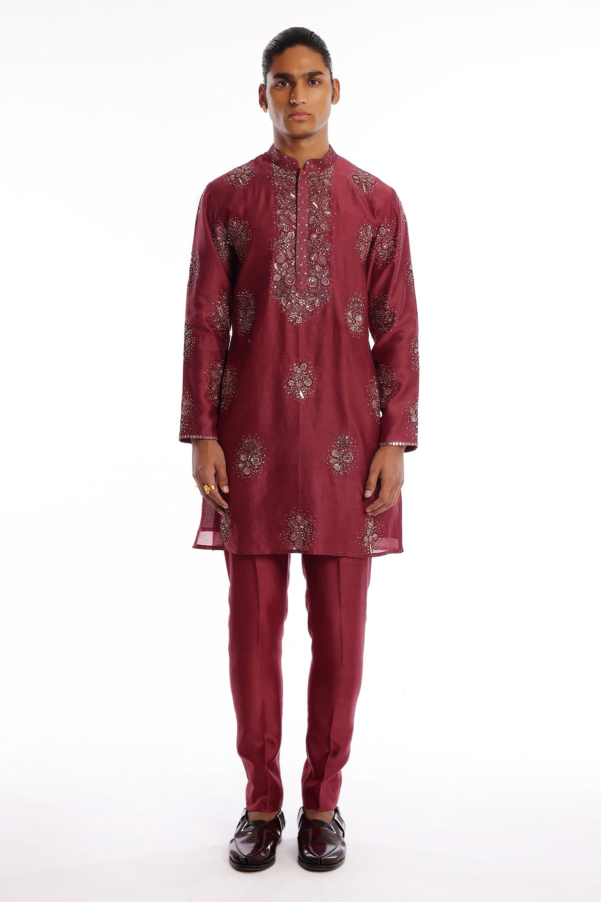 Regalia - Wine Chanderi Silk Kurta Set