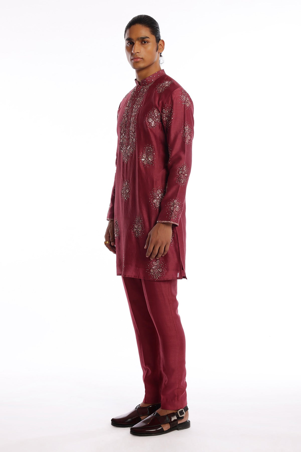 Regalia - Wine Chanderi Silk Kurta Set