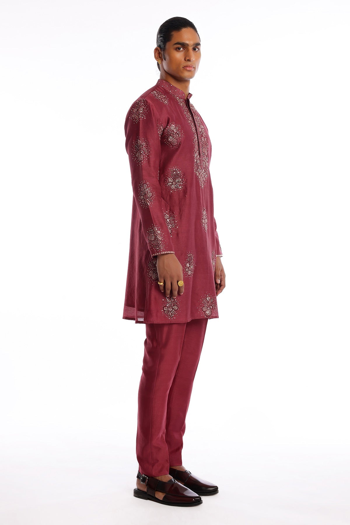 Regalia - Wine Chanderi Silk Kurta Set