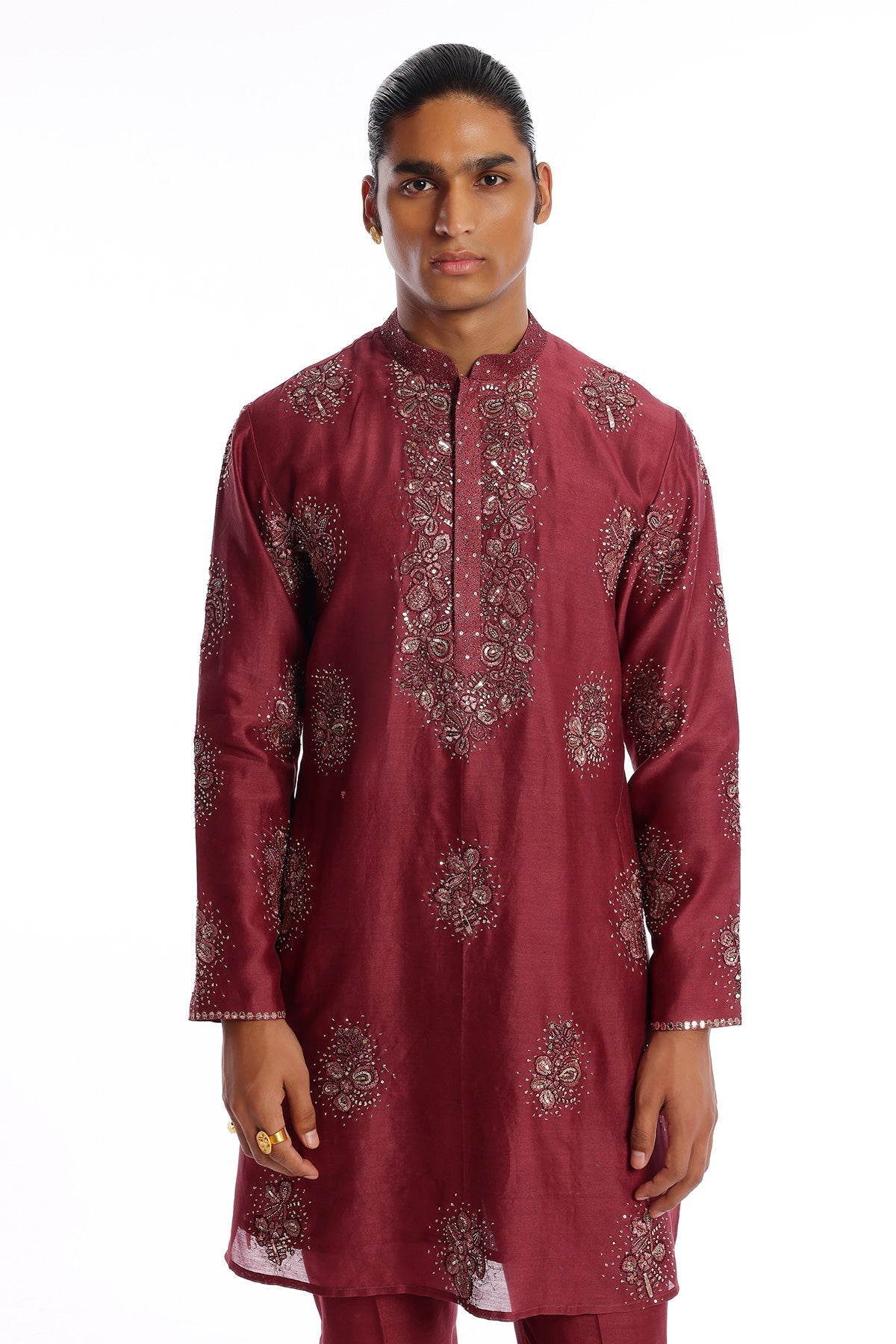 Regalia - Wine Chanderi Silk Kurta Set