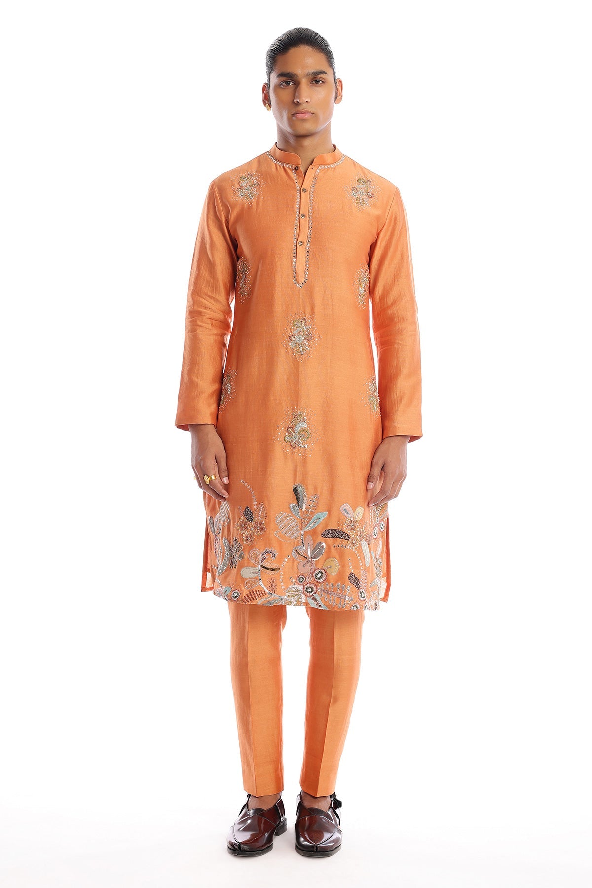 Oasis -  Persian Orange Chanderi Silk Kurta Set