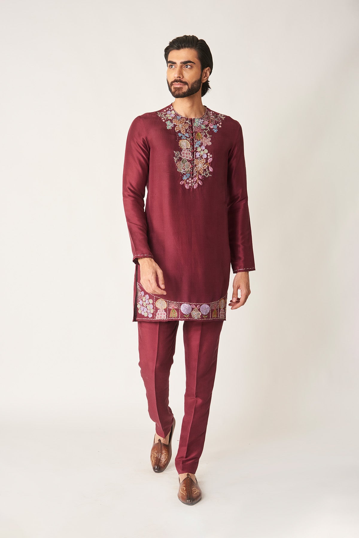 Rubia - Plum Dupion Silk Kurta Set