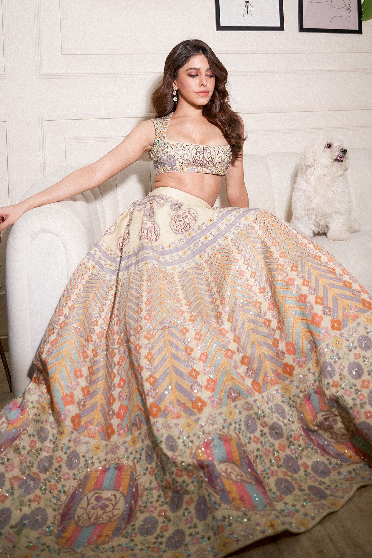 Alaya F In Soraya - Beige Kasab Satin Lehenga Set