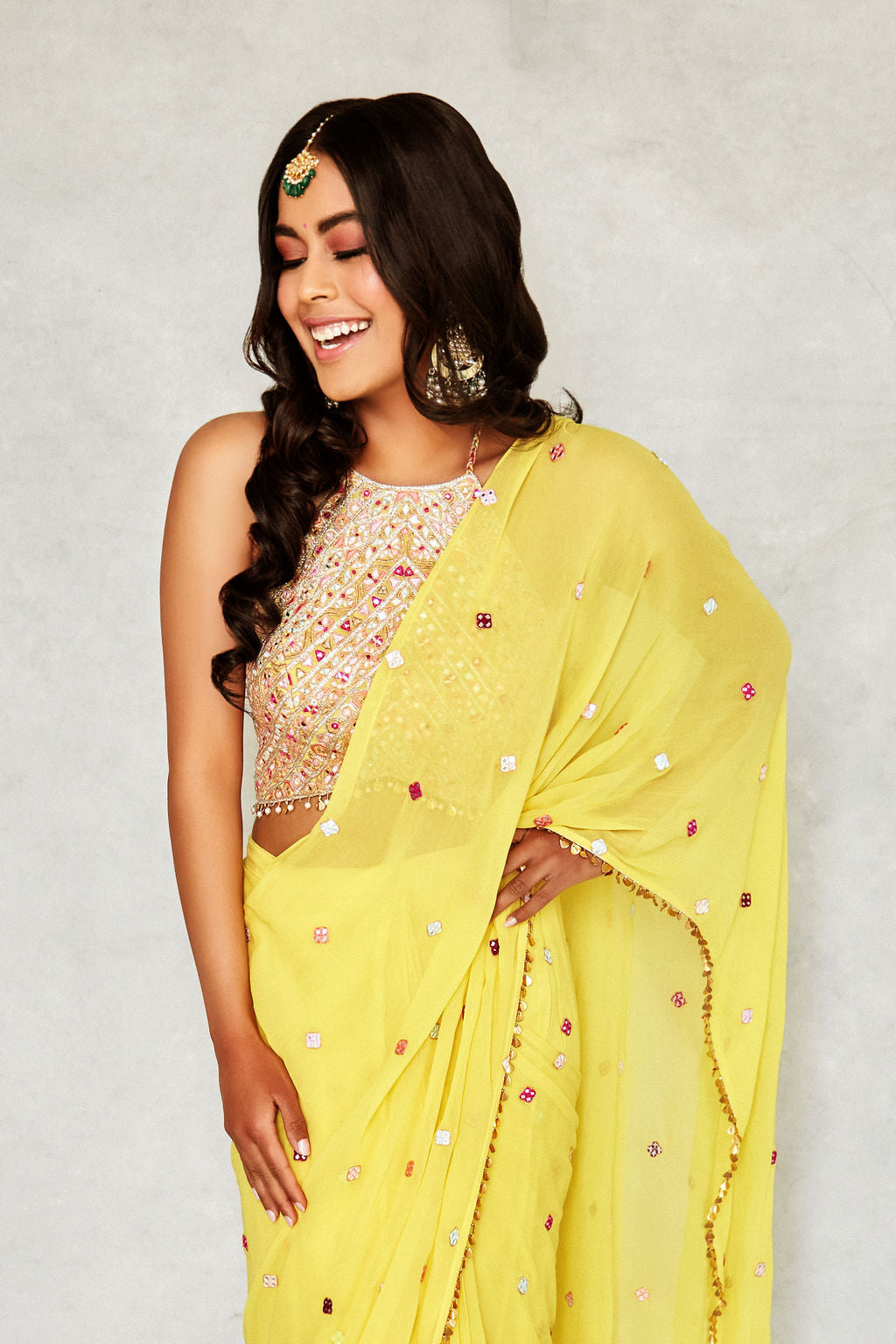 Ave Chicago x Bright Yellow Saree Set