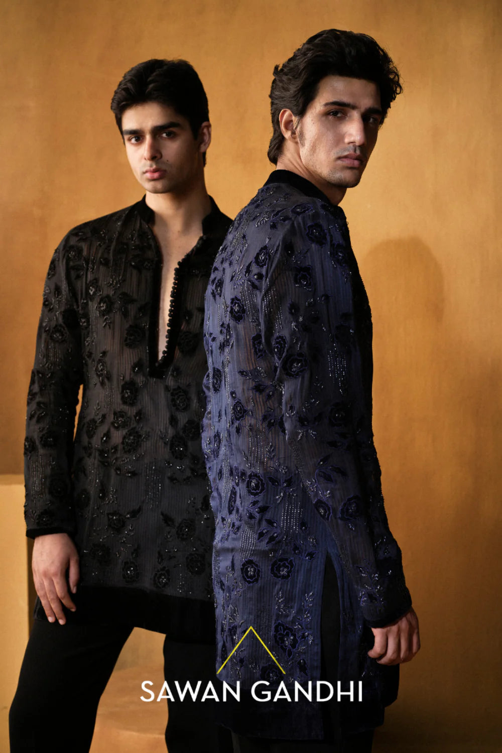 BLUE APPLIQUE WORK KURTA