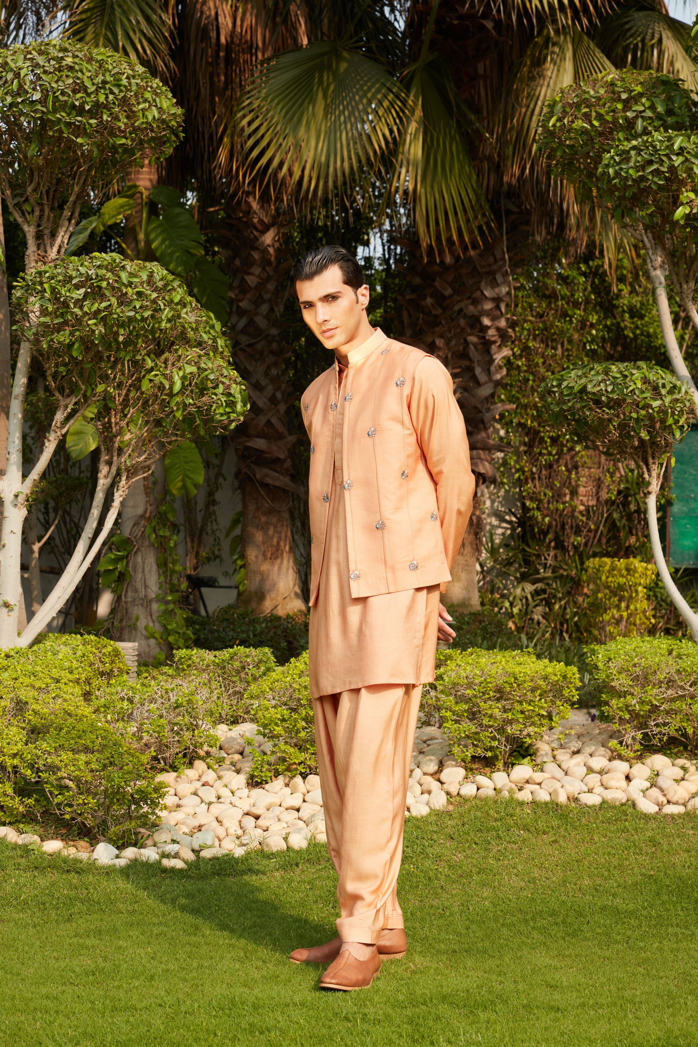 Adeem Nehru Jacket with Kurta & Salwar Set