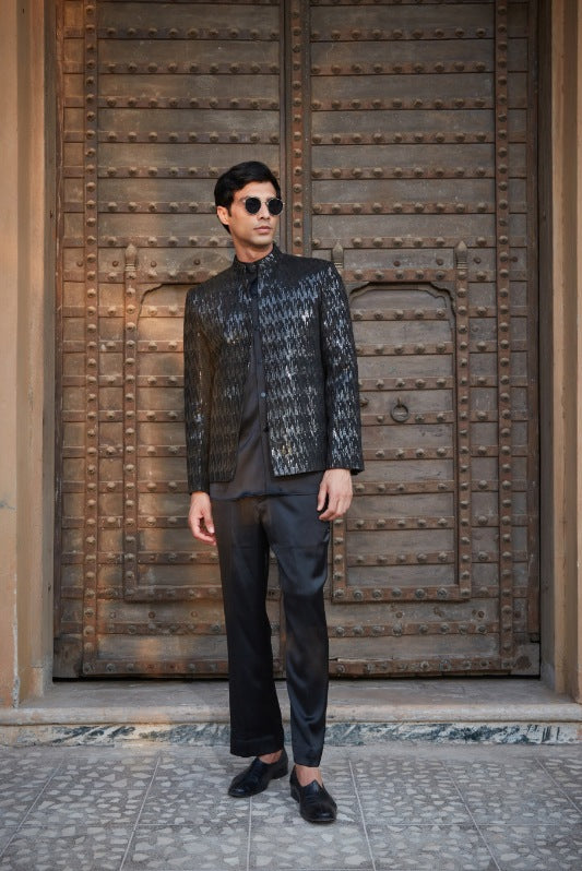 Keith- Black Chikankari Indo Western Set