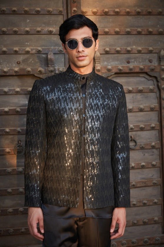 Keith- Black Chikankari Indo Western Set