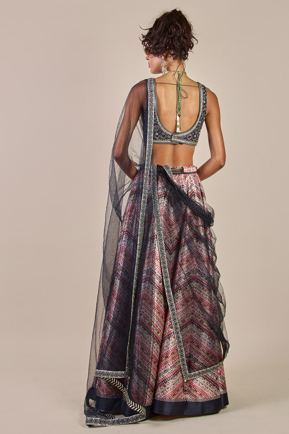 NAVY BLUE - MULTI HUED SKIRT SET - READY TO SHIP
