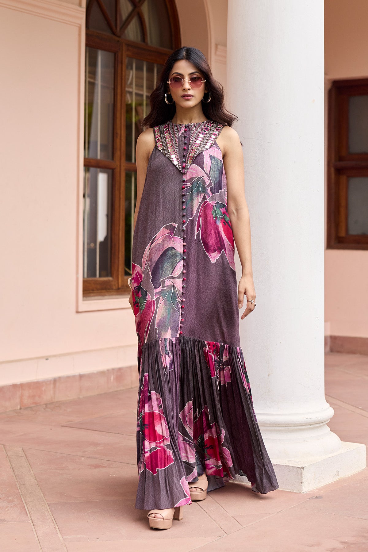 Plumicious Floral Shirt Maxi Dress