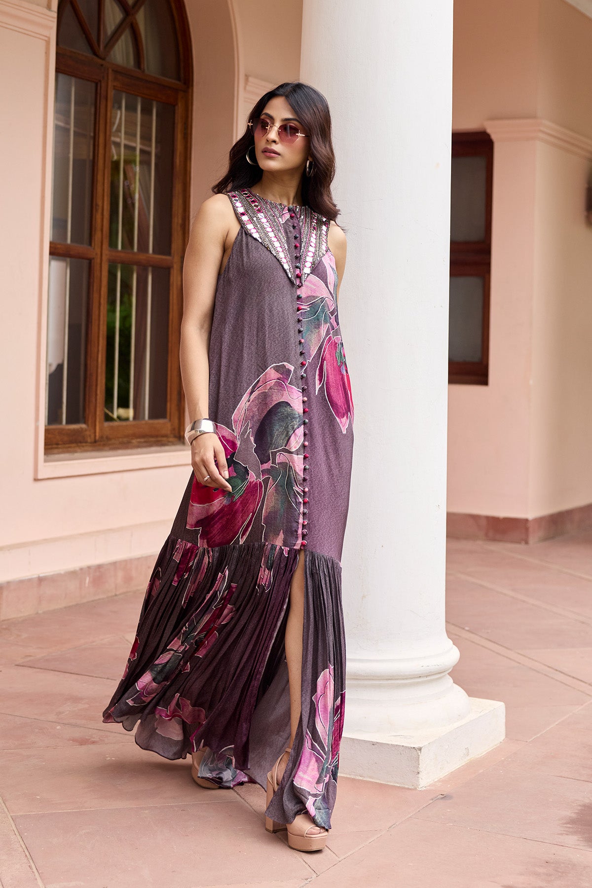 Plumicious Floral Shirt Maxi Dress