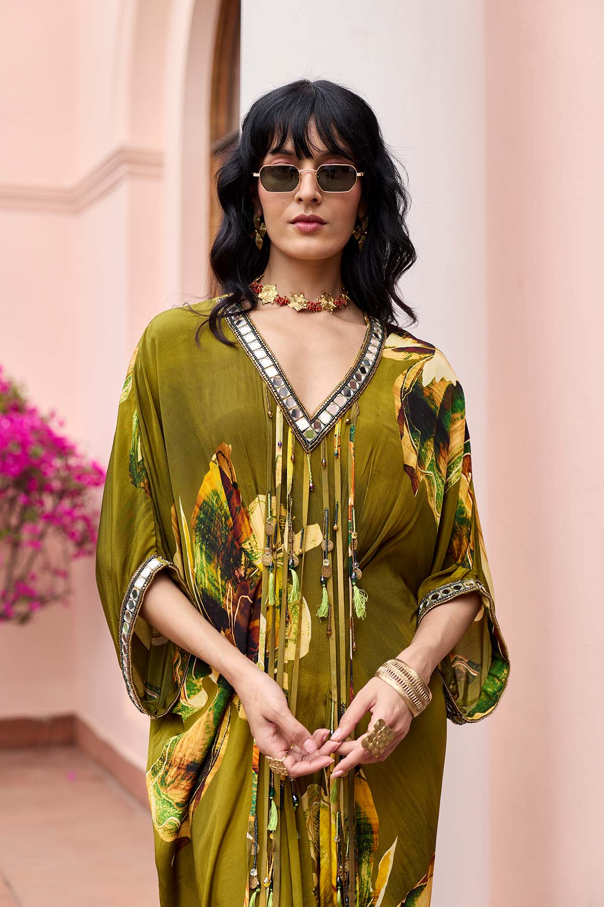 Matcha Green Floral Kaftan