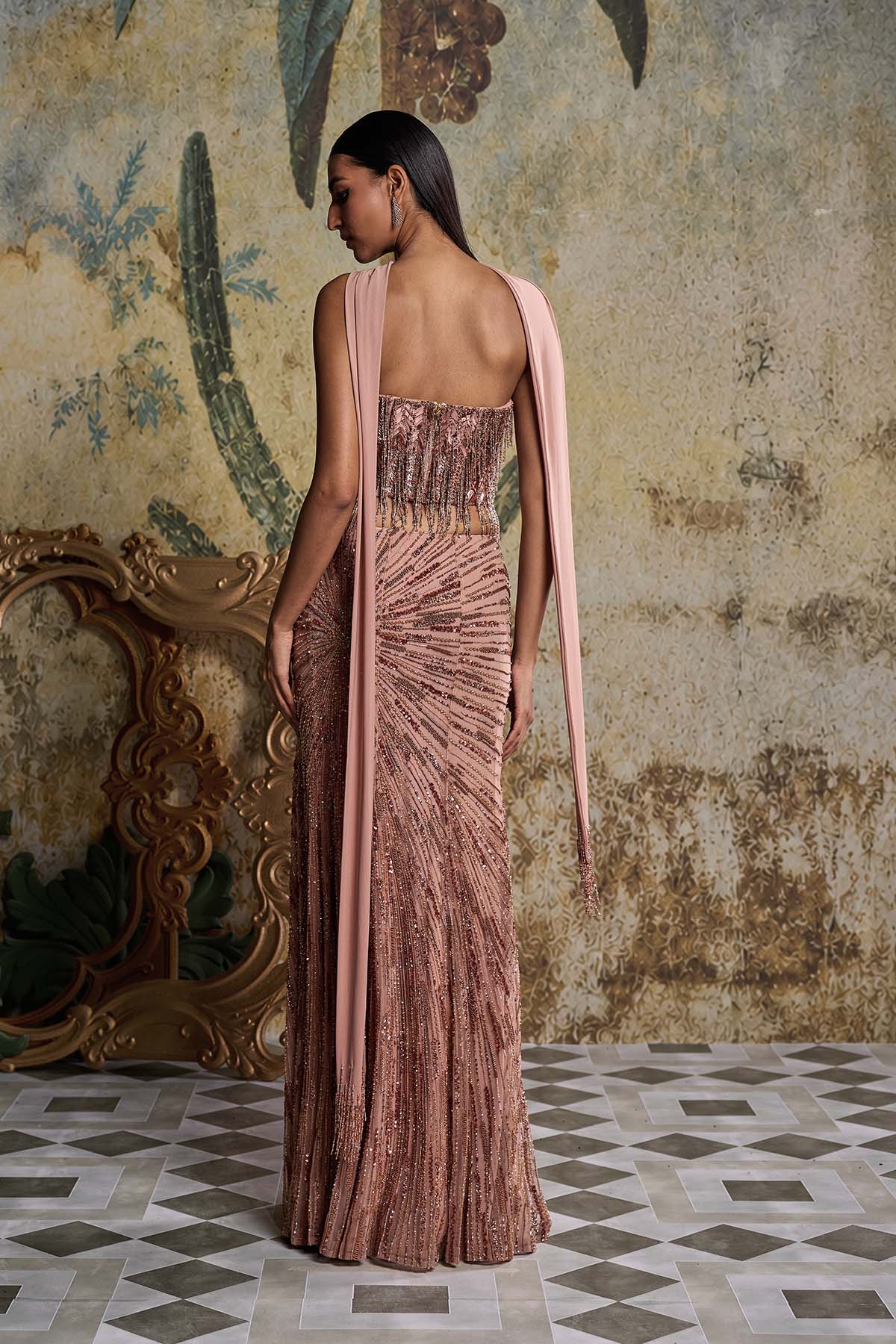Copper Embellished Skirt Set