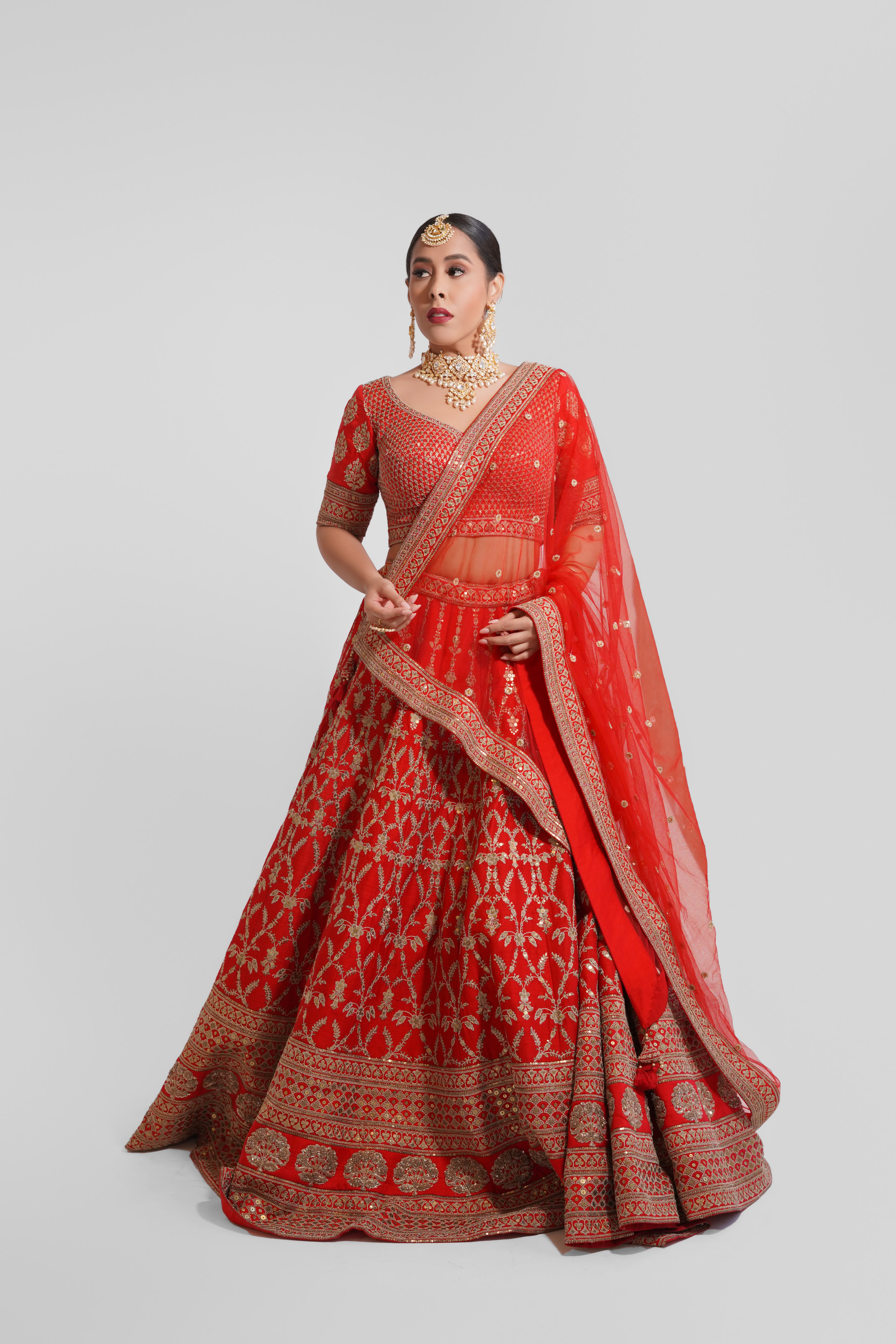 Yana Red Lehenga