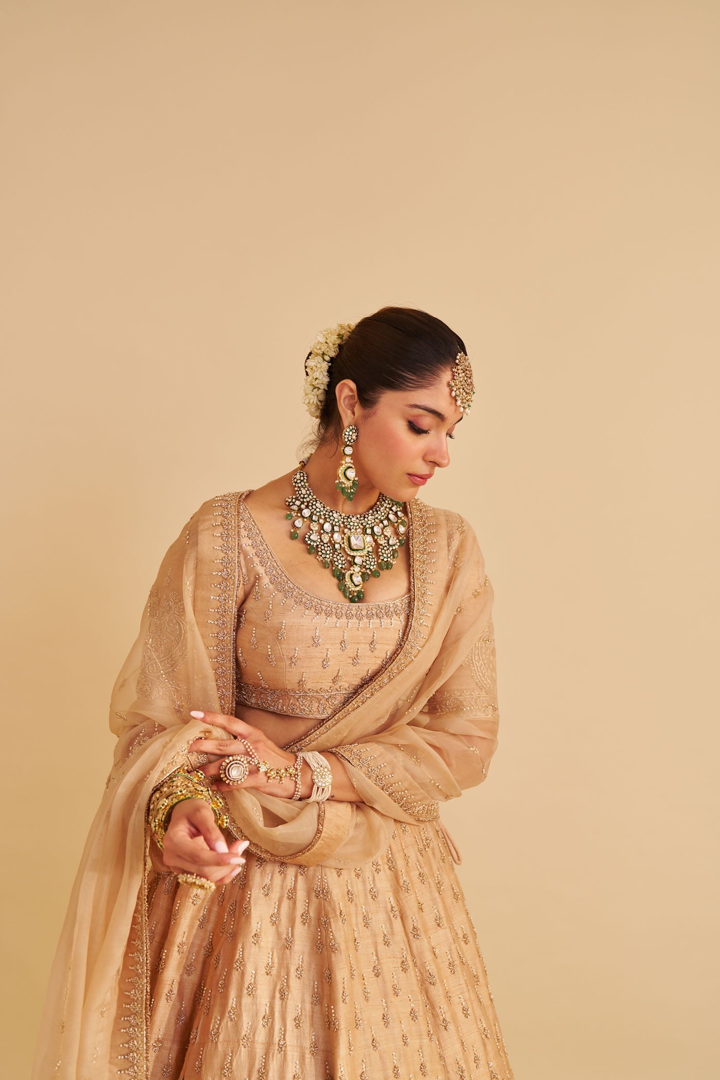 Aaliya - Dabka Zardozi Embroidered Raw Silk Gold Lehenga Set