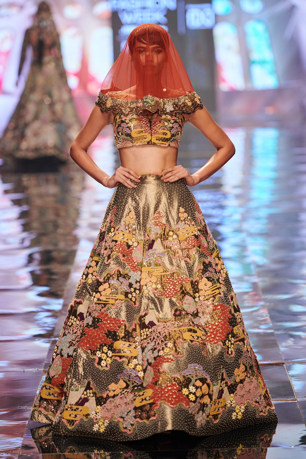 Vernet - Gold Tissue Lehenga Set