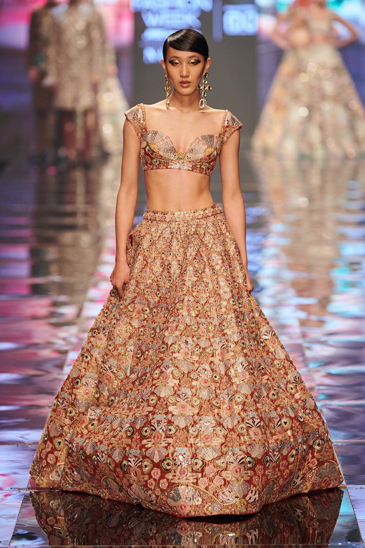 Balmes - Red Tissue Lehenga Set