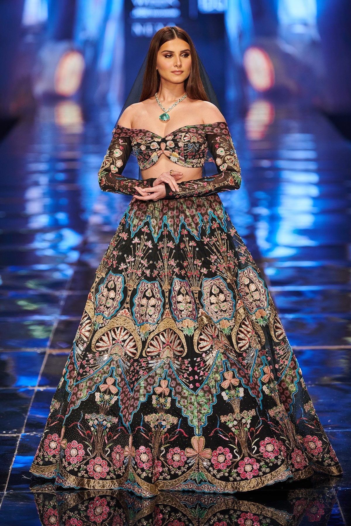Tara Sutaria In Muntaner - Black Tulle Net Lehenga Set