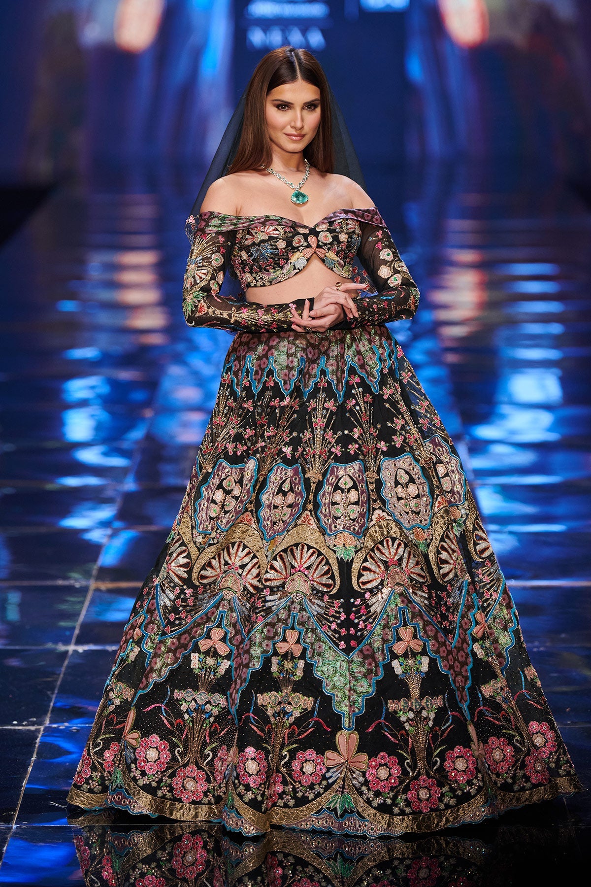 Tara Sutaria In Muntaner - Black Tulle Net Lehenga Set