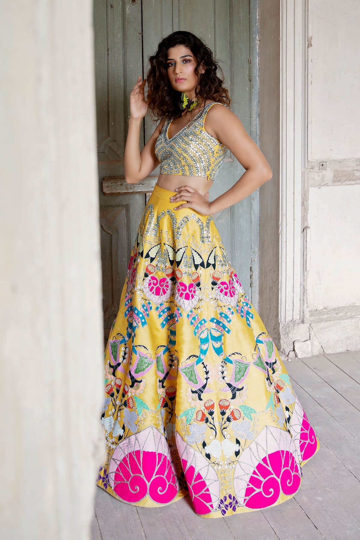 Sunshine - Shimmer Yellow Organza Lehenga Set