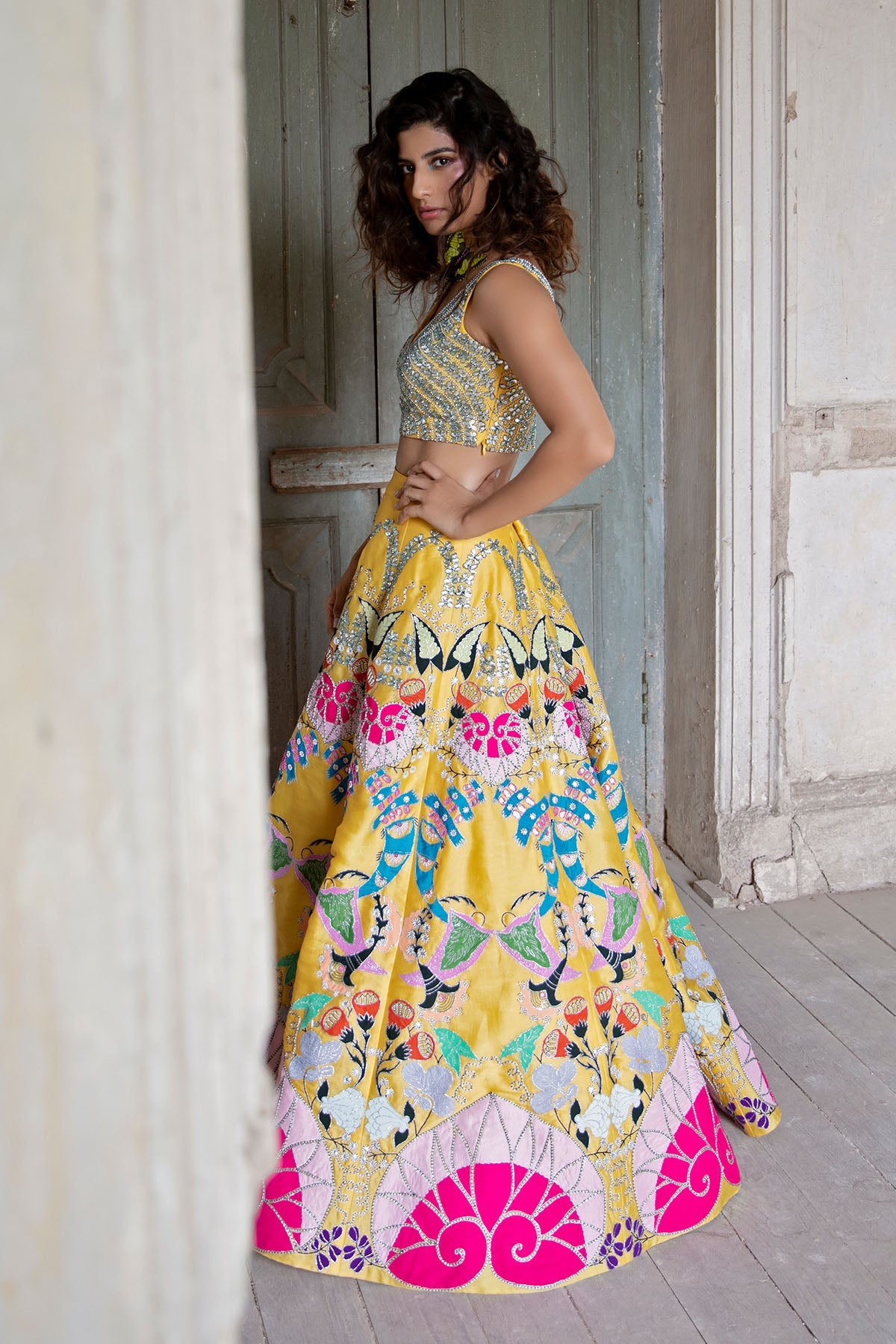 Sunshine - Shimmer Yellow Organza Lehenga Set