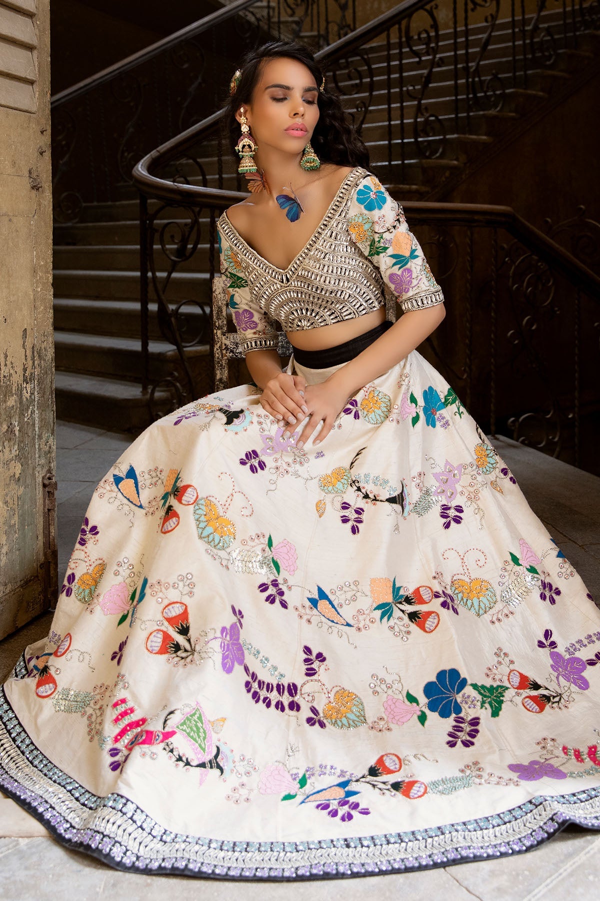 Opal - Ivory Raw Silk Lehenga Set