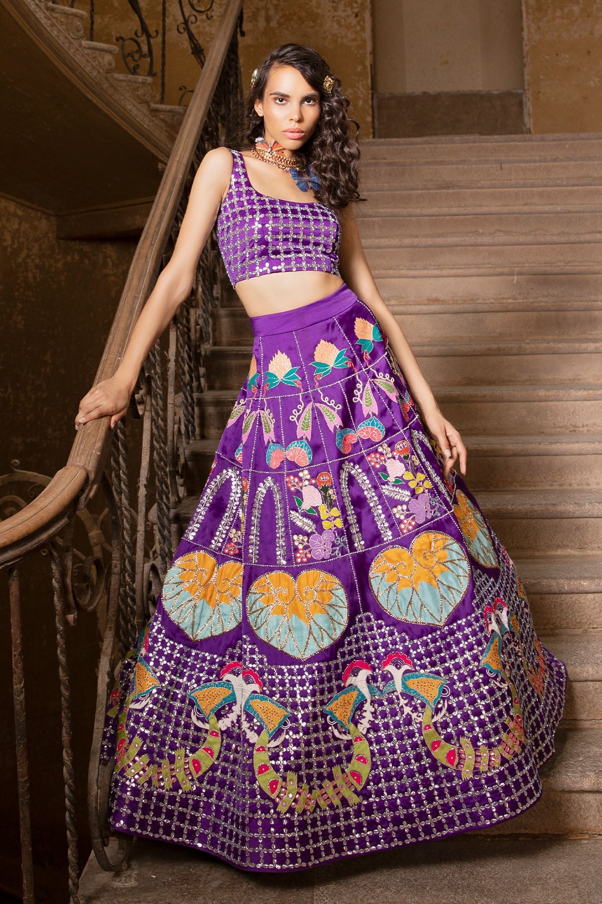 Purple - Haze Purple Organza Lehenga Set