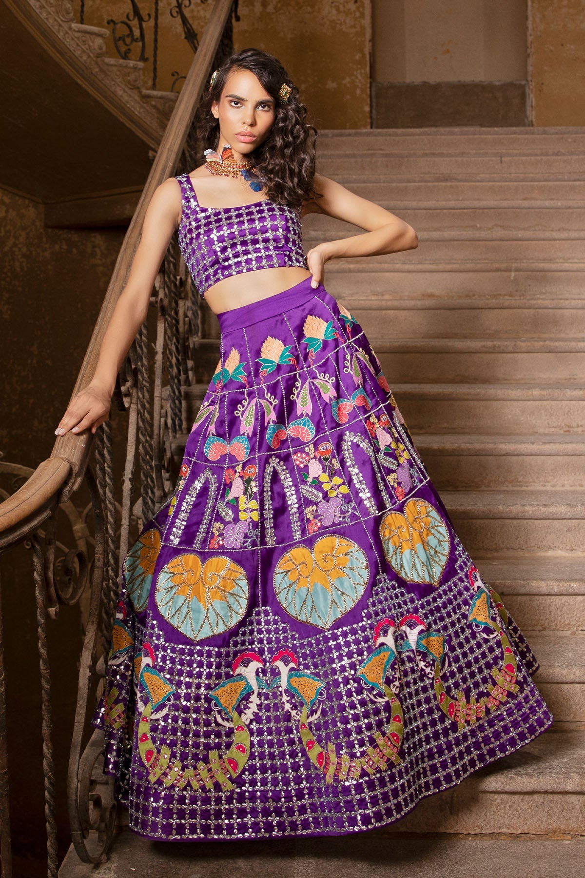 Purple - Haze Purple Organza Lehenga Set