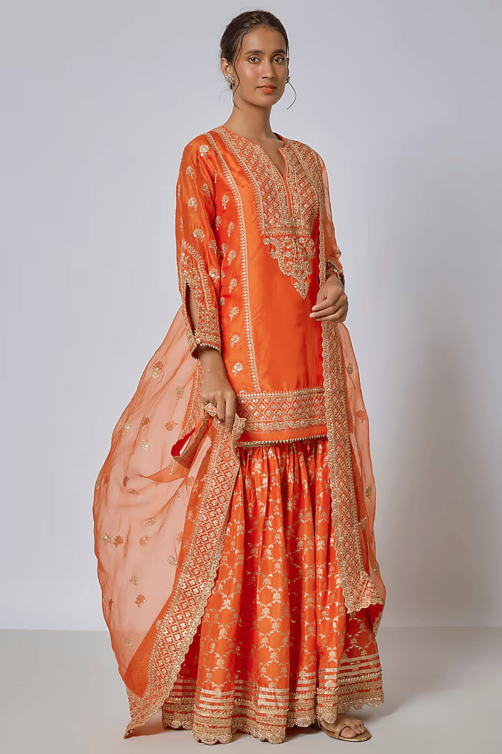 Marigold Brocade Short Garara Set