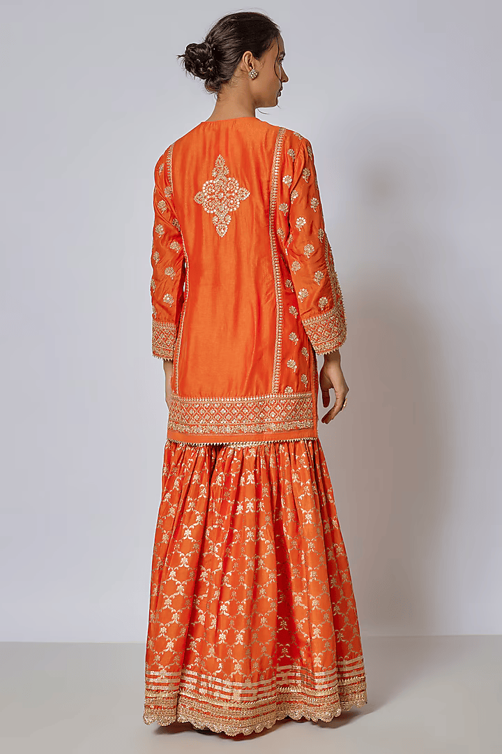 Marigold Brocade Short Garara Set
