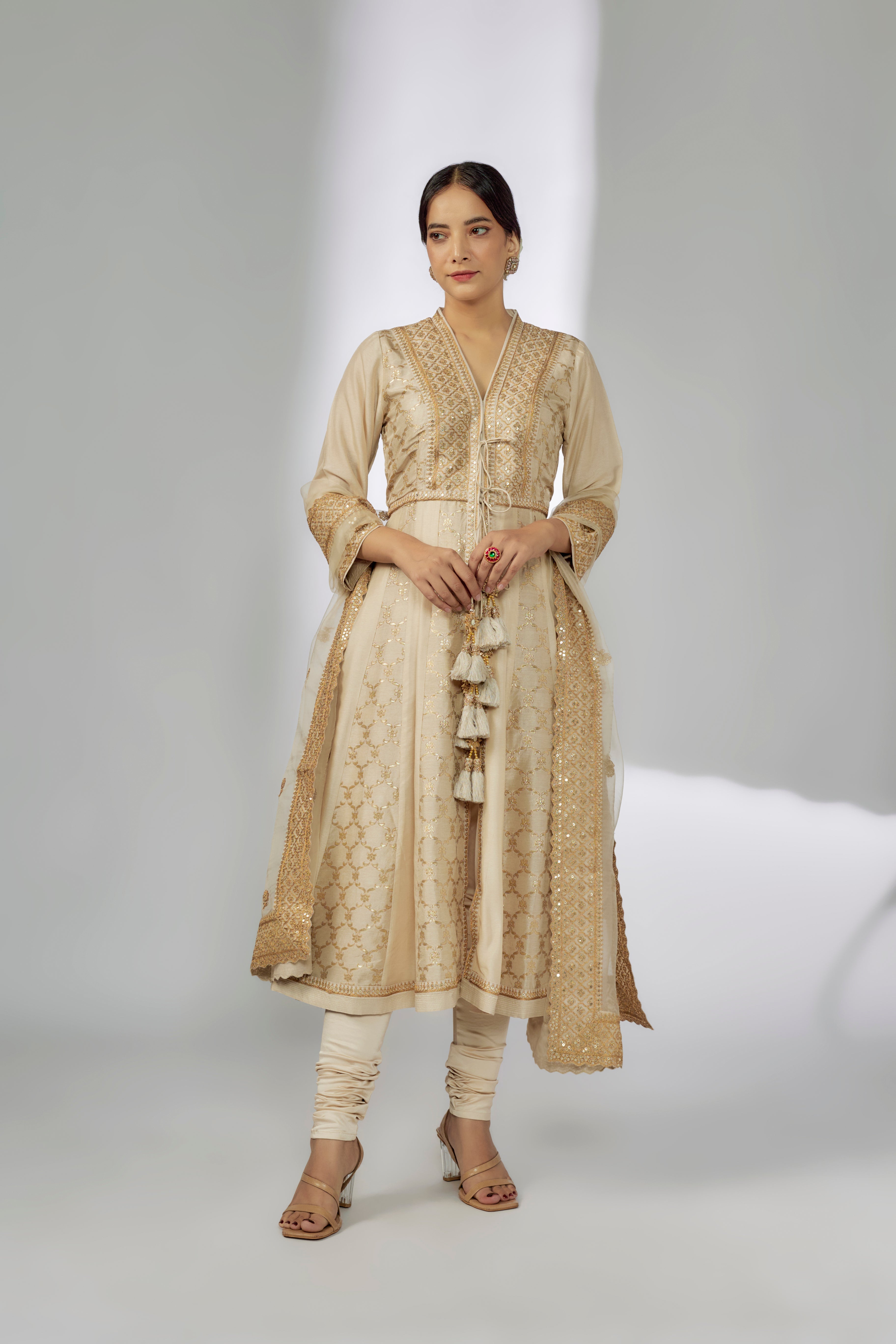 Marigold Brocade FO Set with Churidar