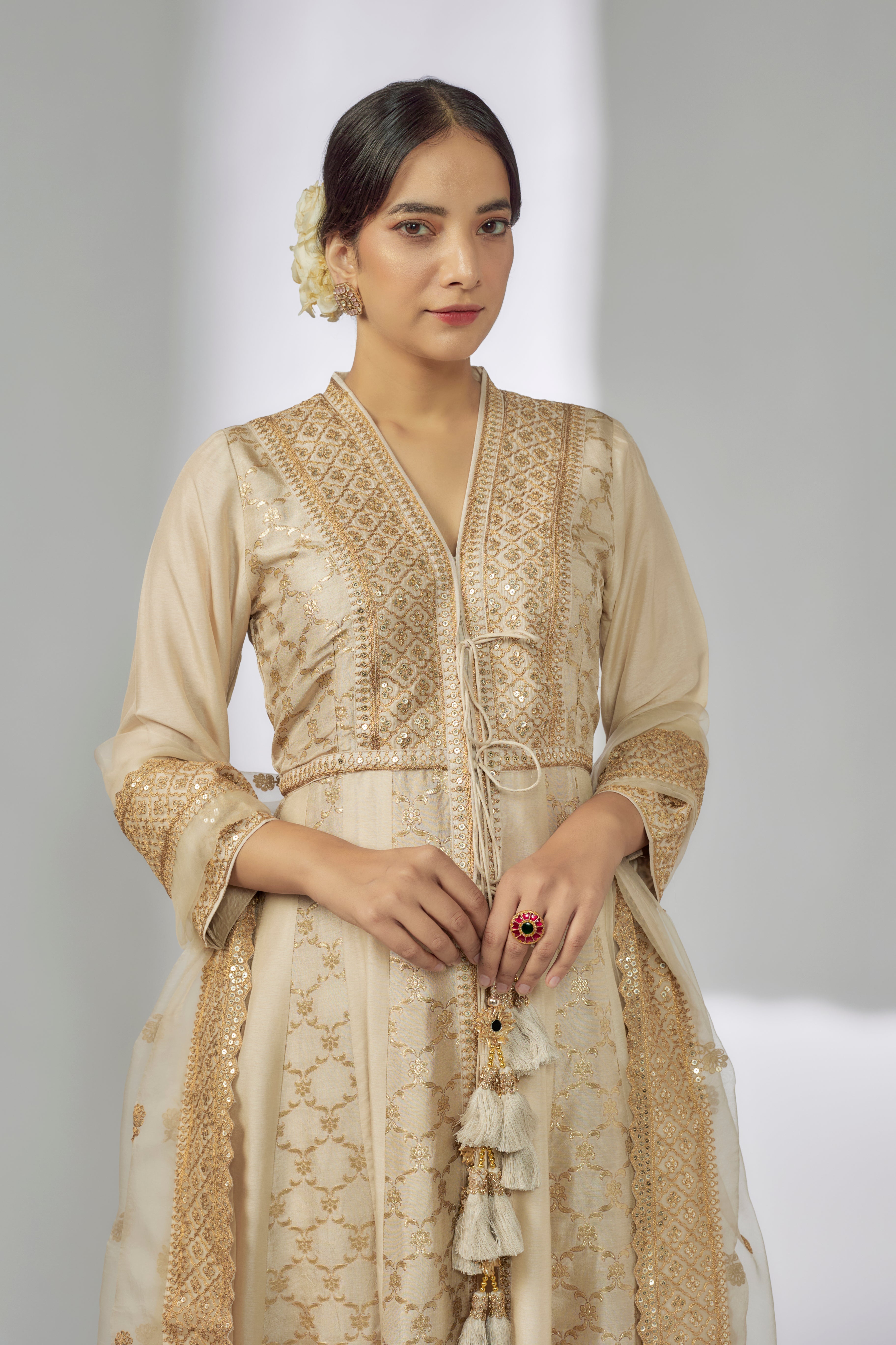 Marigold Brocade FO Set with Churidar