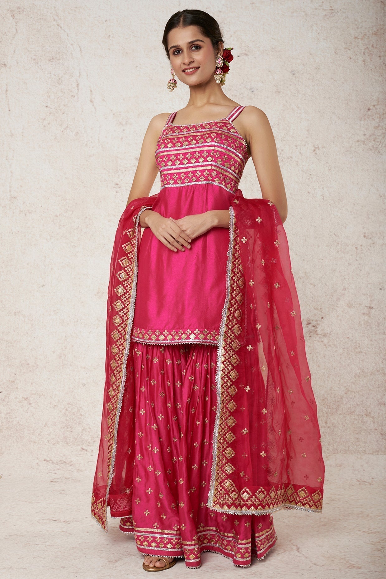 Aarva Strappy Kurta with Sharara and Dupatta
