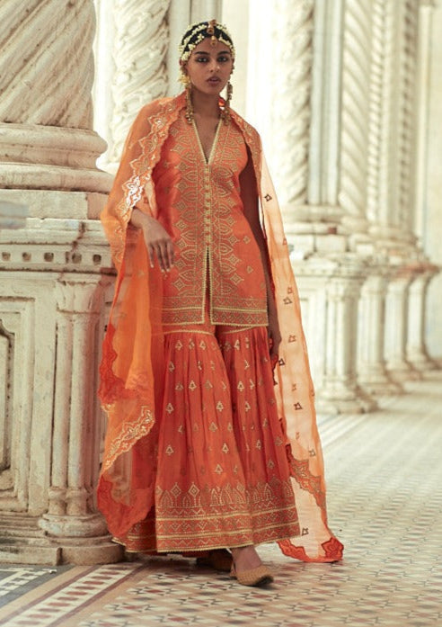 Rakhi Seeveless Kurta With Sharara and Dupatta