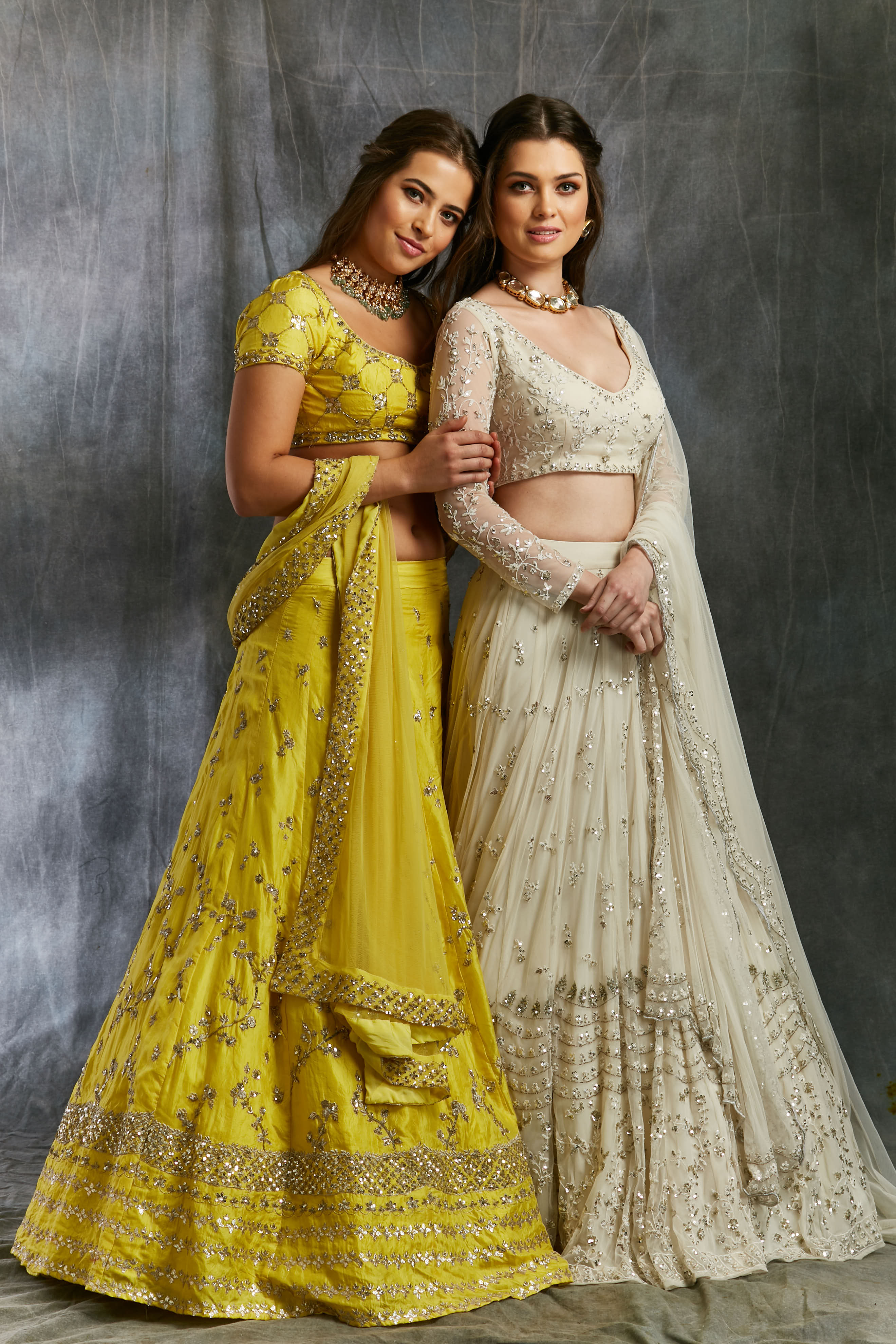 White And Silver Sequin Lehenga