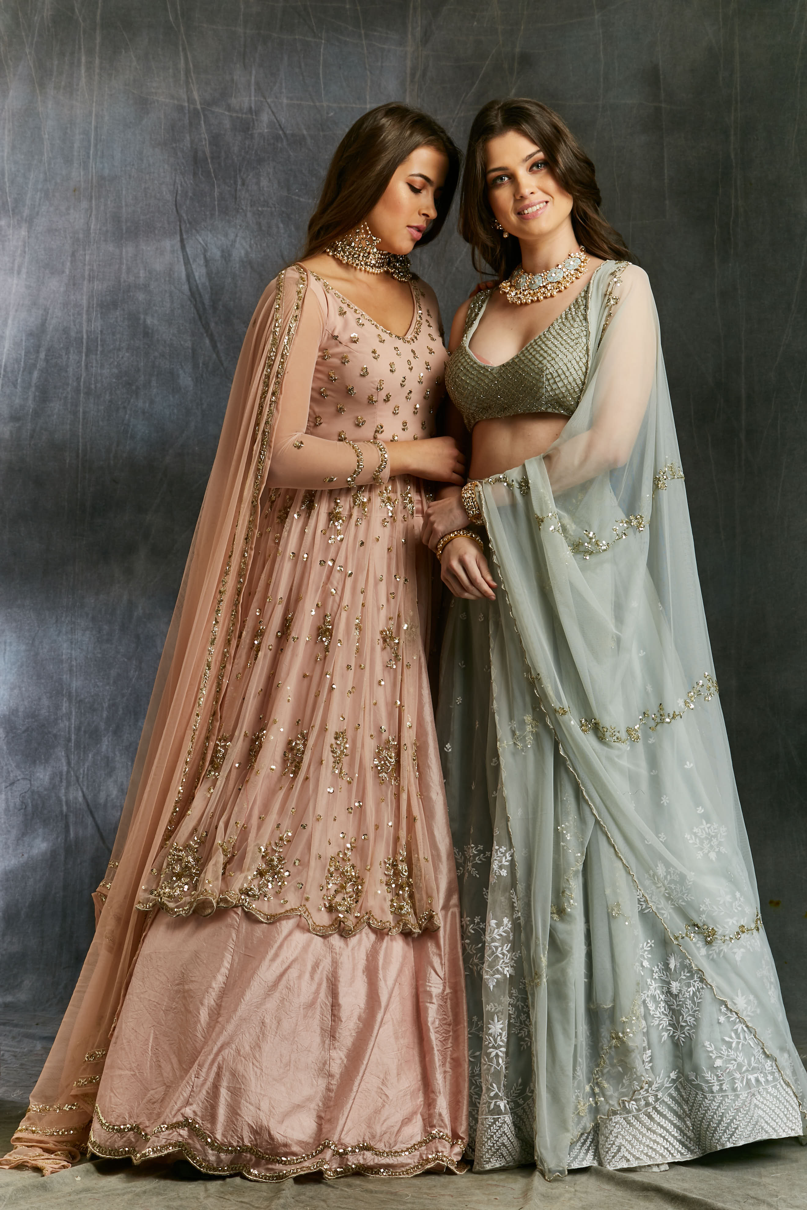 Sky Blue Organza Lehenga With White Threadwork