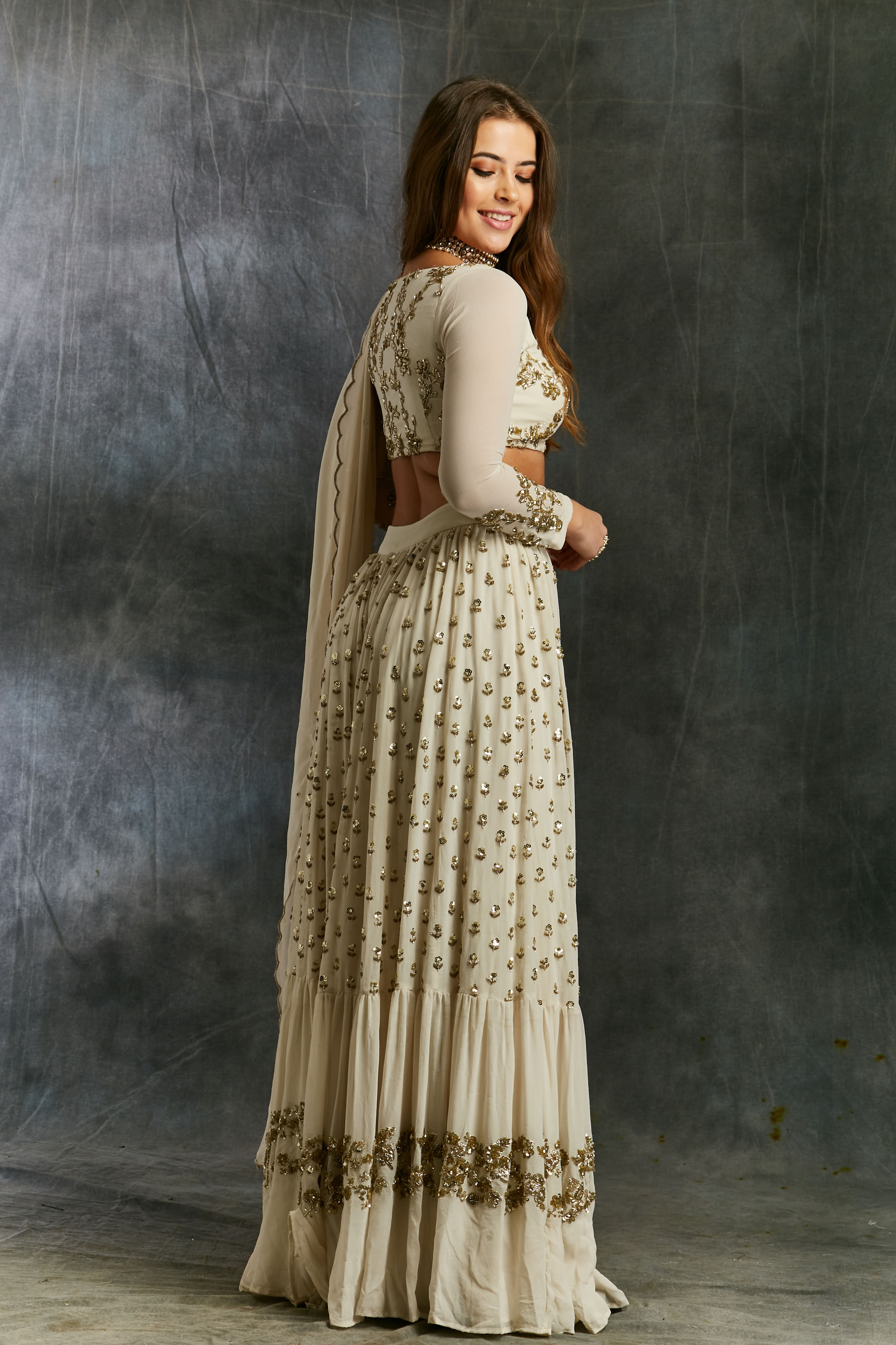 Off White Boot Lehenga Set