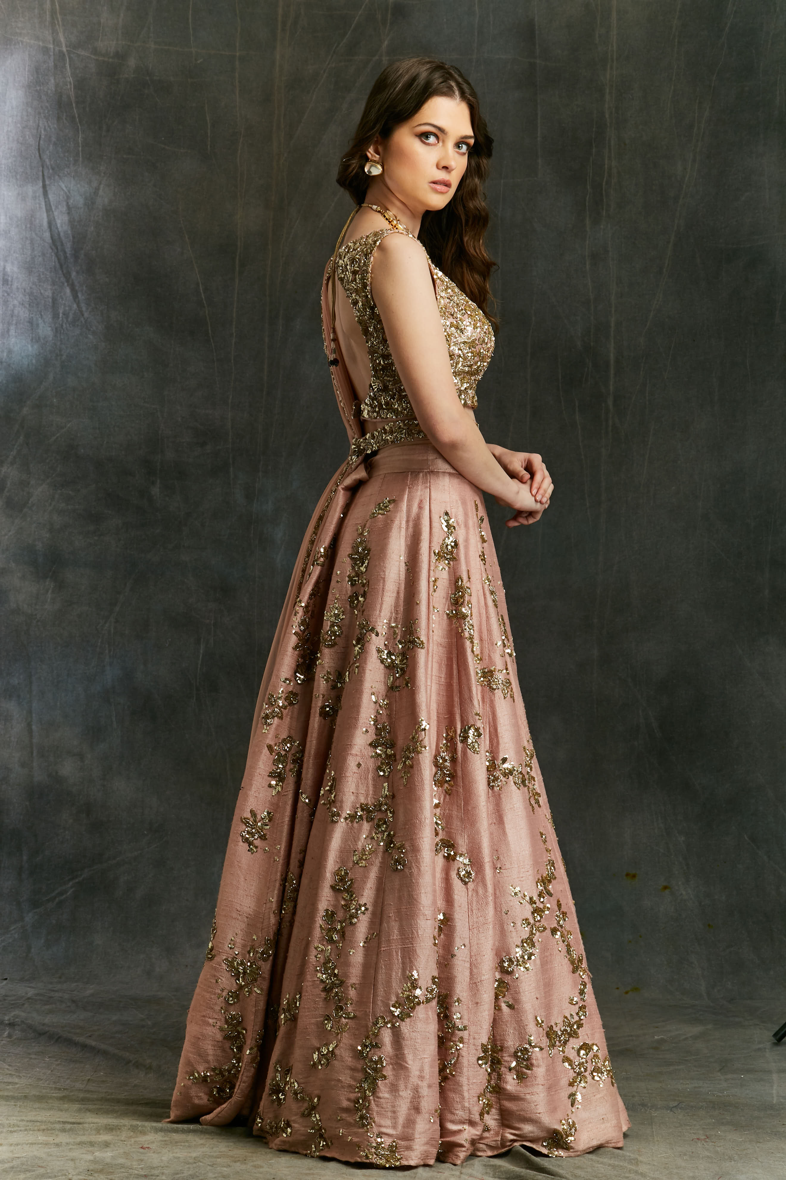 Pink Sequin Jaal Lehenga