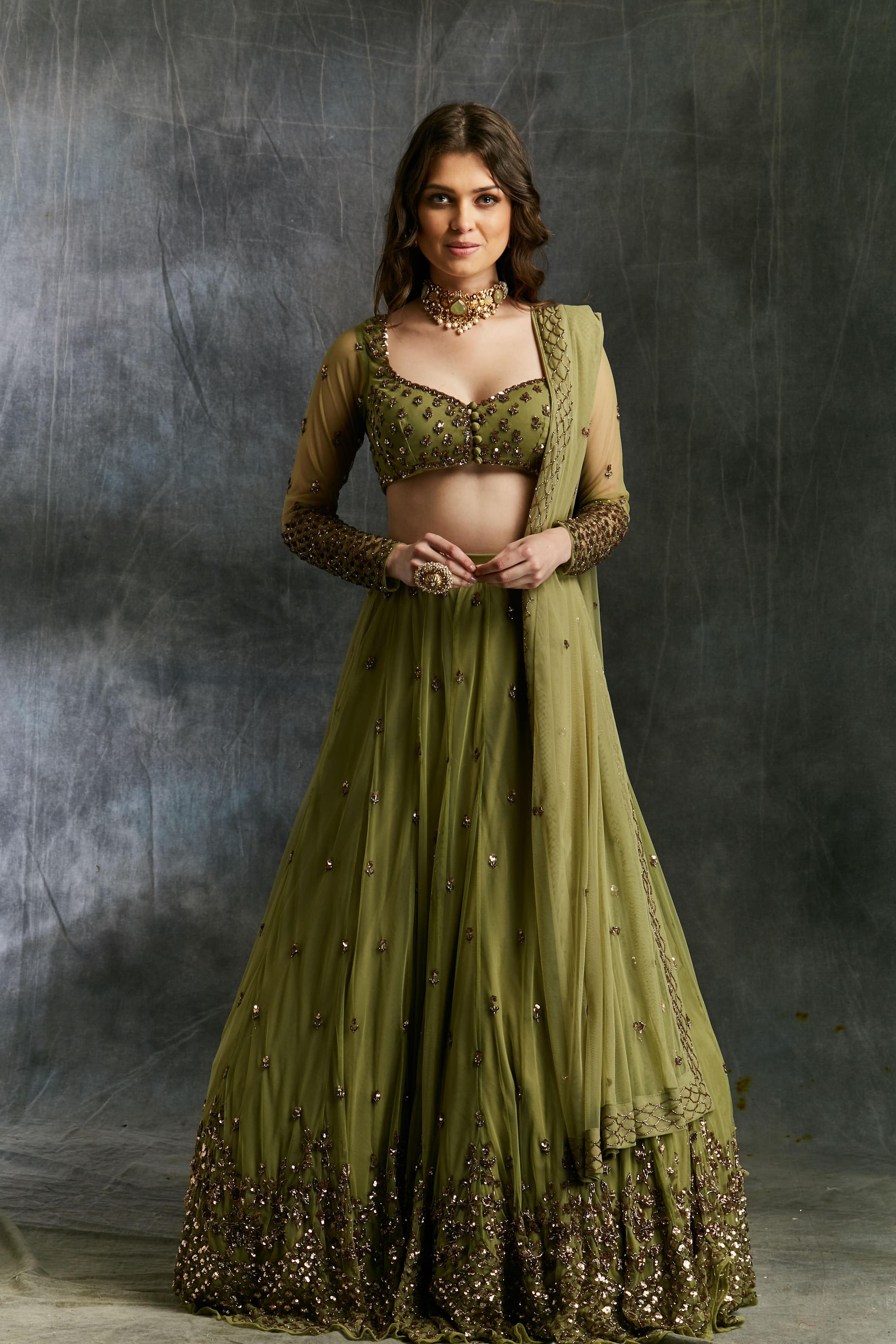 Olive Green Lehenga Set