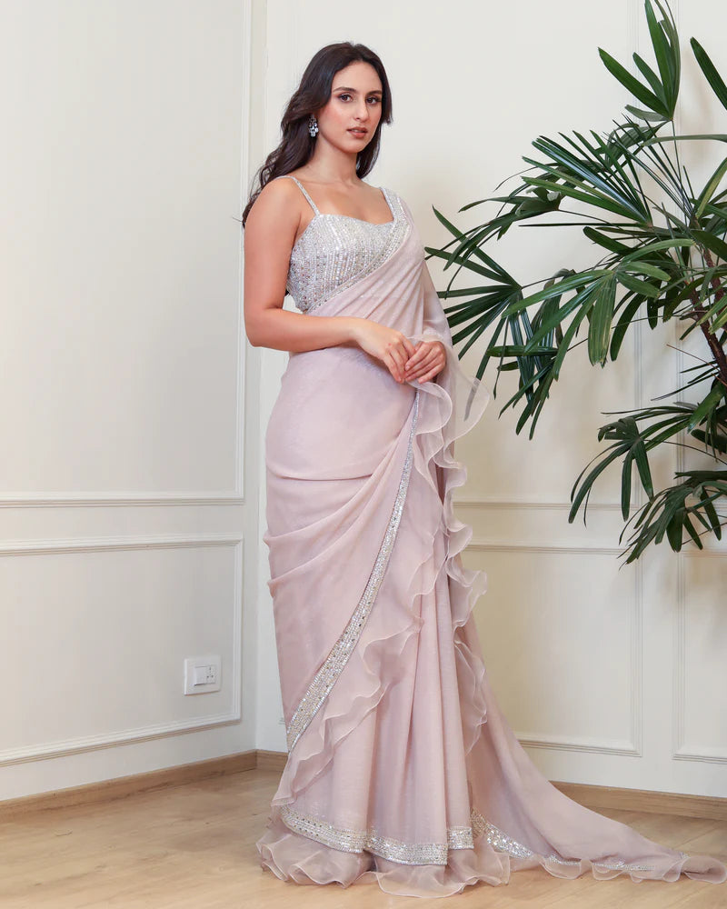 Lilac Ruffled Saree